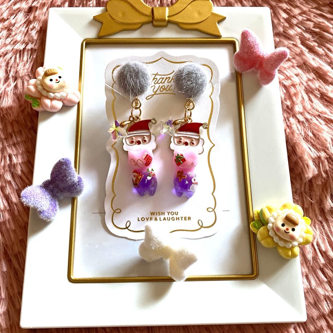 ☆サンタさんが可愛いXmas猫ちゃんイヤリング☆