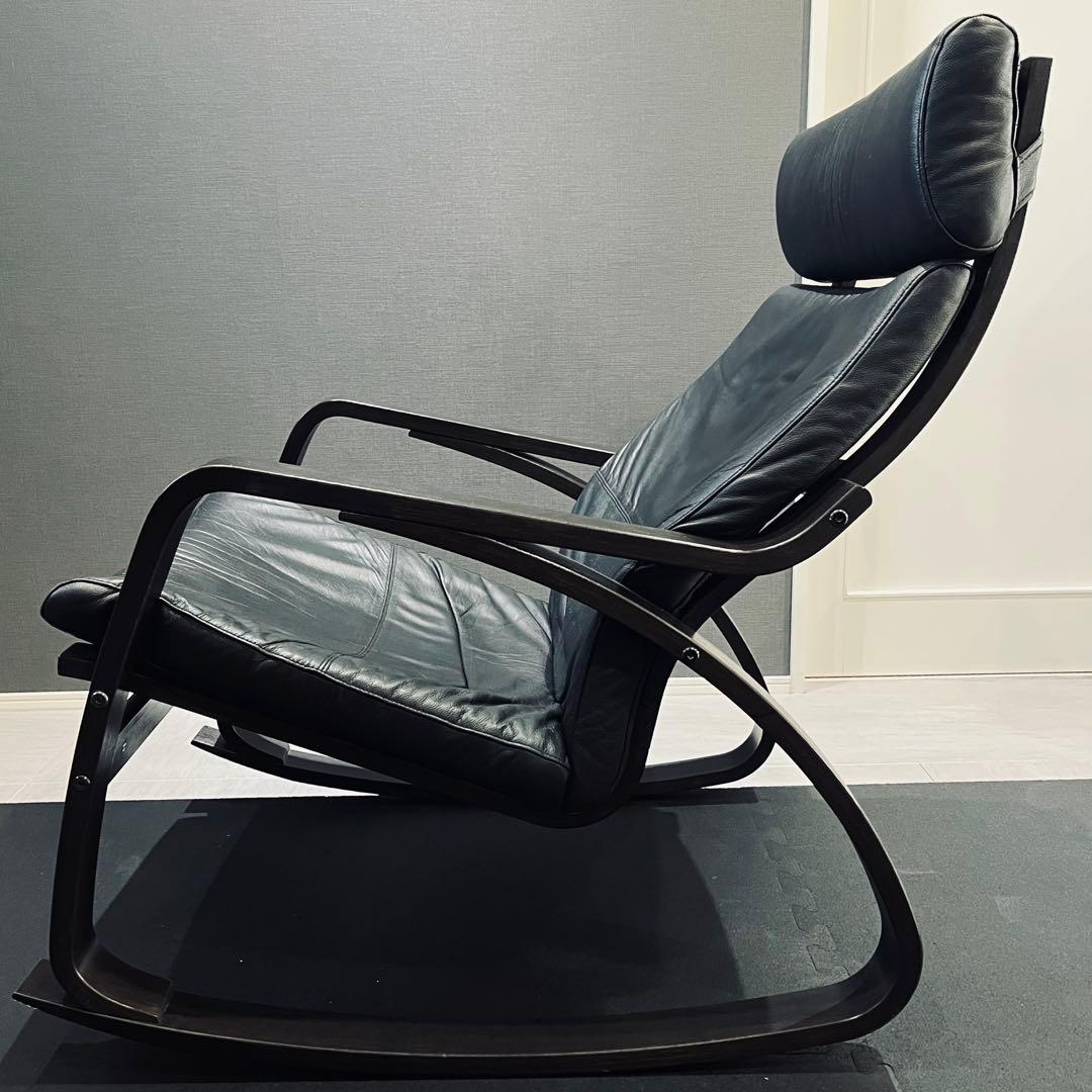 IKEAイケアPOANG ポエング ロッキングチェア 牛革 レザー ブラック