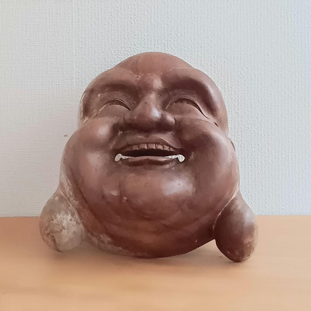 昭和レトロ 木彫 七福神 布袋尊 顔の置物 縁起物