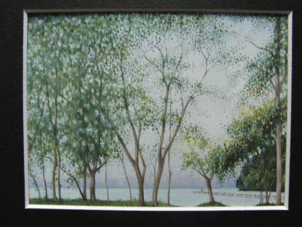 入江観、【湖上凱風】、希少な大判額装用画集より、美品、日本人画家