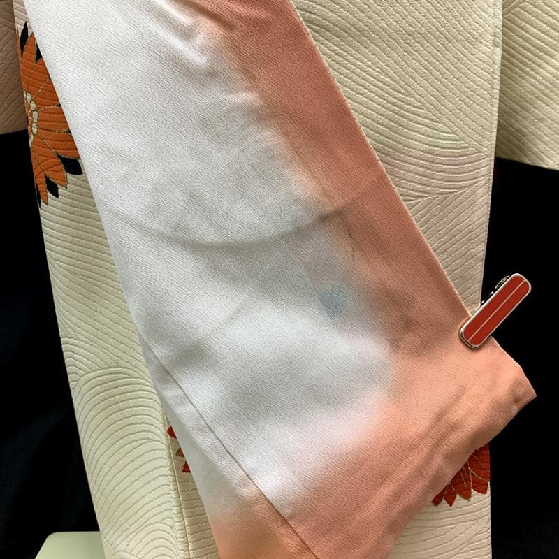 510ag20□七五三 七歳 セミアンティーク 女児 着物&袋帯 金彩 菊□良好