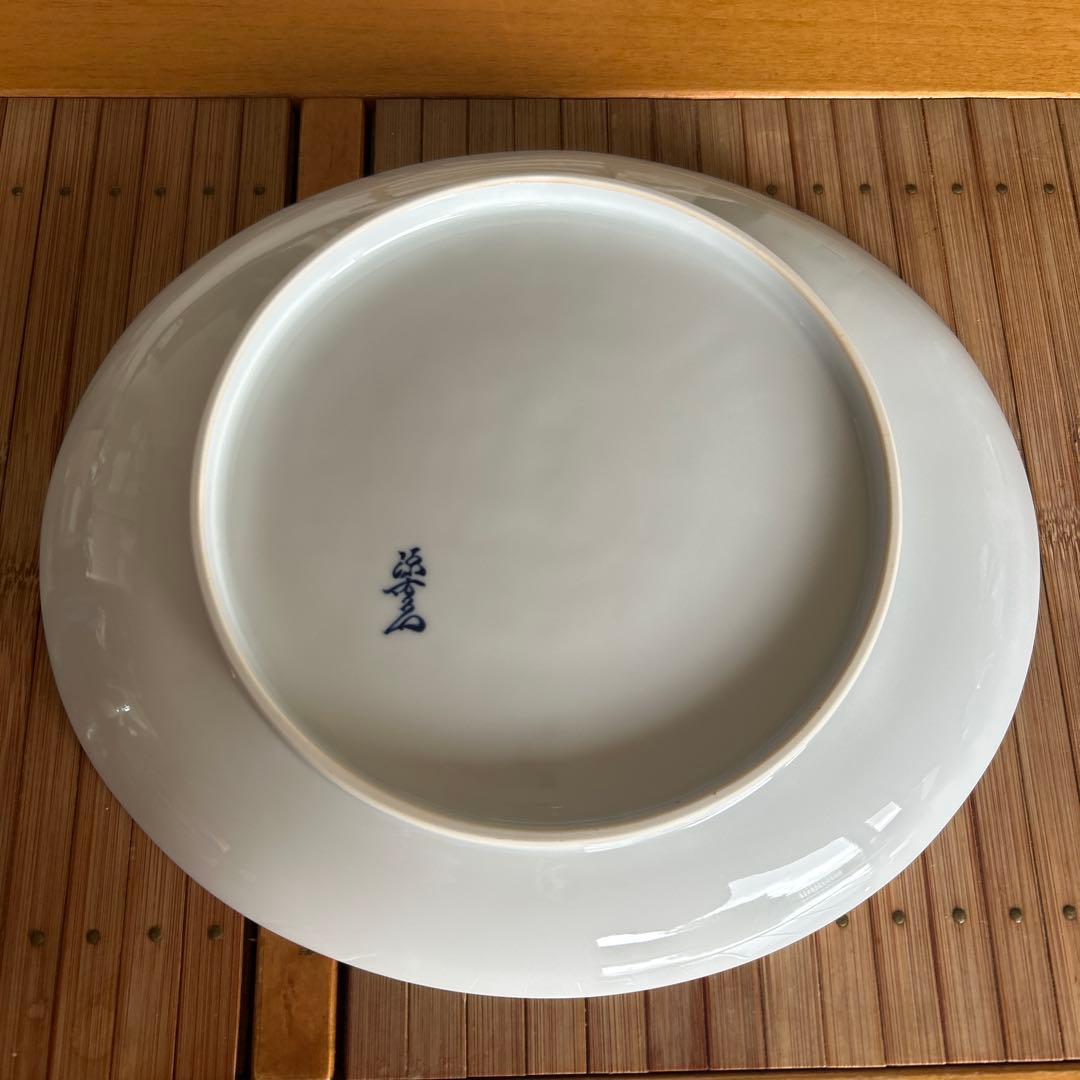 源右衛門窯　赤絵更紗唐花紋 楕円皿　大皿