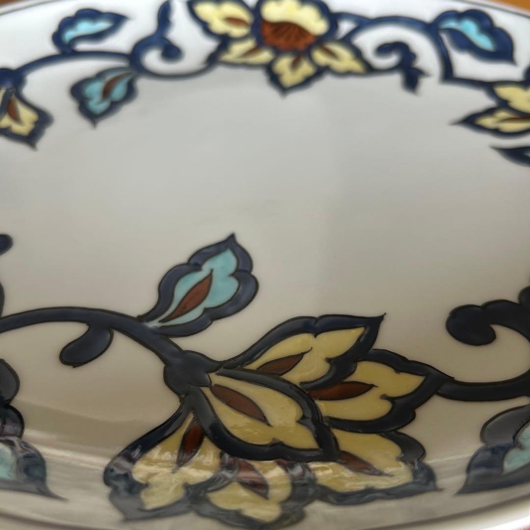 源右衛門窯　赤絵更紗唐花紋 楕円皿　大皿