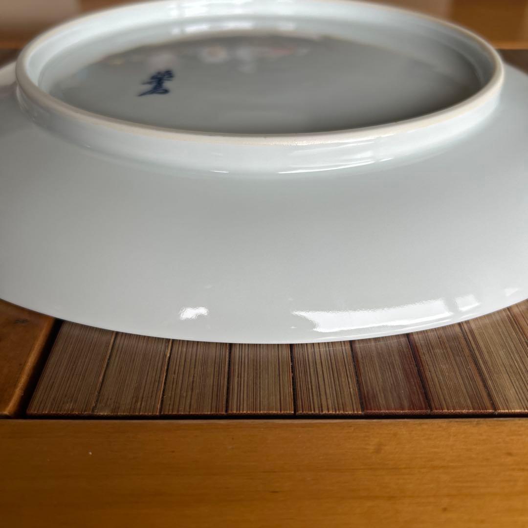 源右衛門窯　赤絵更紗唐花紋 楕円皿　大皿