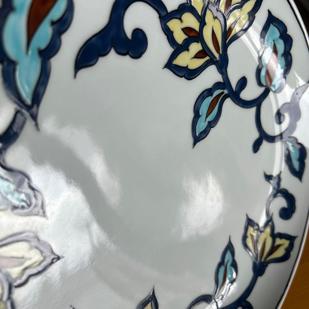 源右衛門窯　赤絵更紗唐花紋 楕円皿　大皿