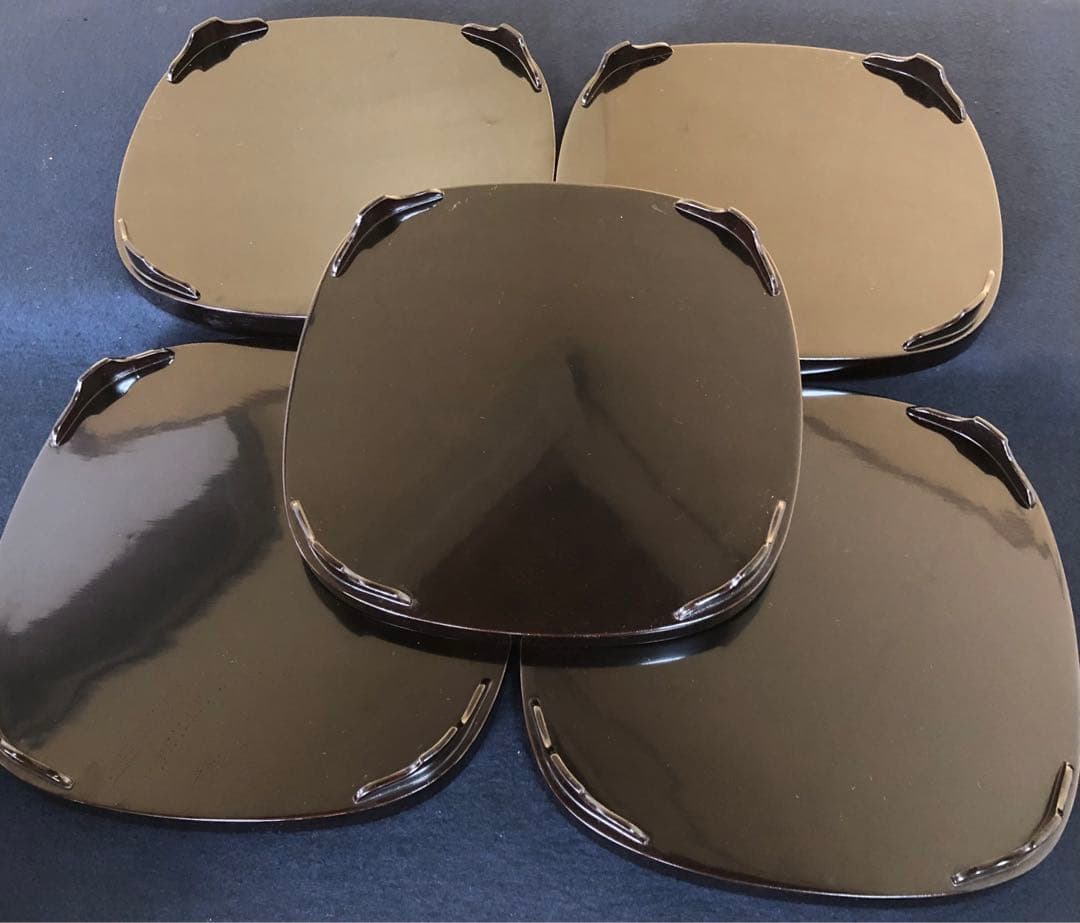 《レ》懐石 黒塗 金蒔絵 脚付 吸物膳10客 木製漆器 木箱　251127お1