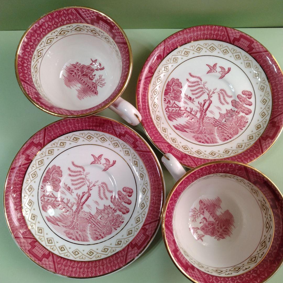 NIKO ニッコーダブルフェニックス赤山水カップ、ソーサー2客セット