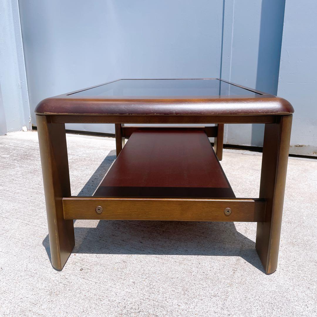 【送料込】maruni マルニ木工 レトロ ガラス天板 ローテーブル