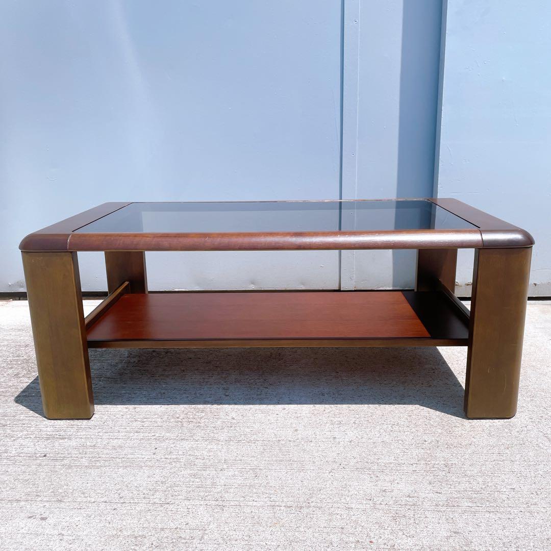 【送料込】maruni マルニ木工 レトロ ガラス天板 ローテーブル