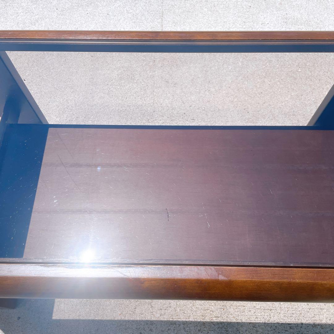 【送料込】maruni マルニ木工 レトロ ガラス天板 ローテーブル