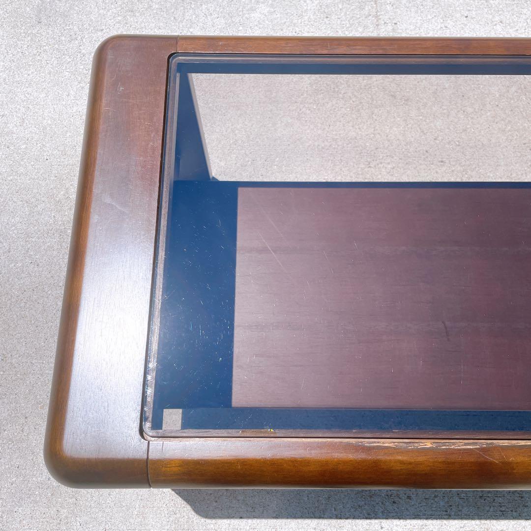 【送料込】maruni マルニ木工 レトロ ガラス天板 ローテーブル