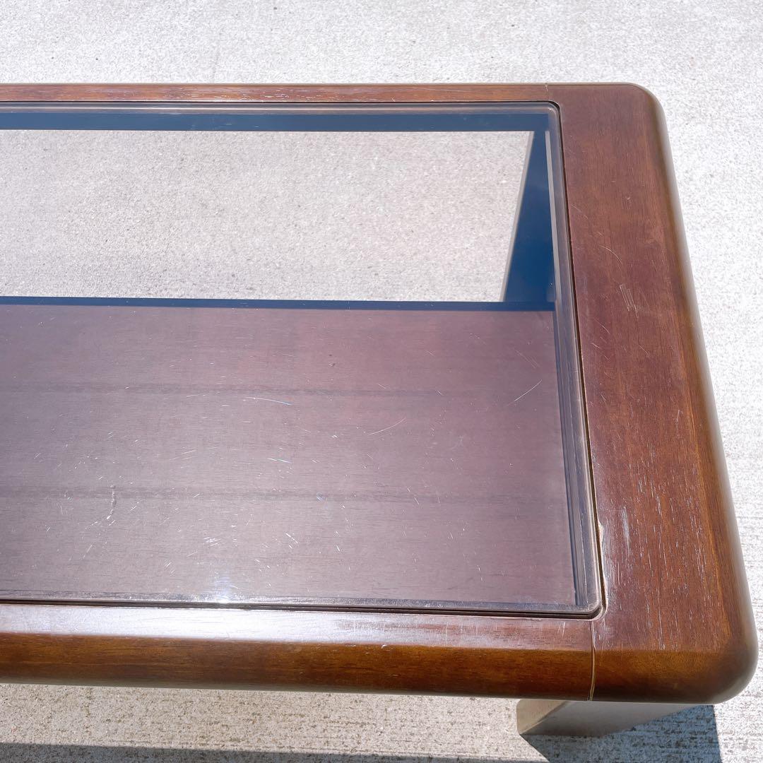 【送料込】maruni マルニ木工 レトロ ガラス天板 ローテーブル