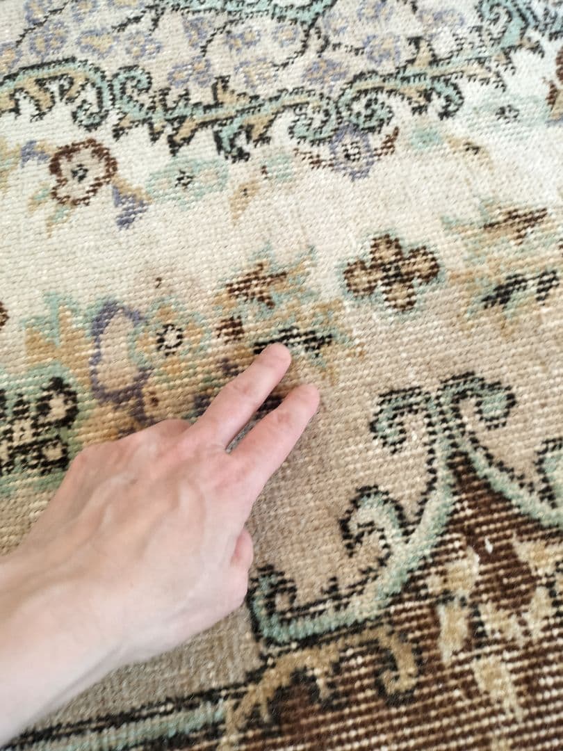 ベージュとブラウンにグレイッシュパープル　トルコラグ　石田ゆり子さんNo.719