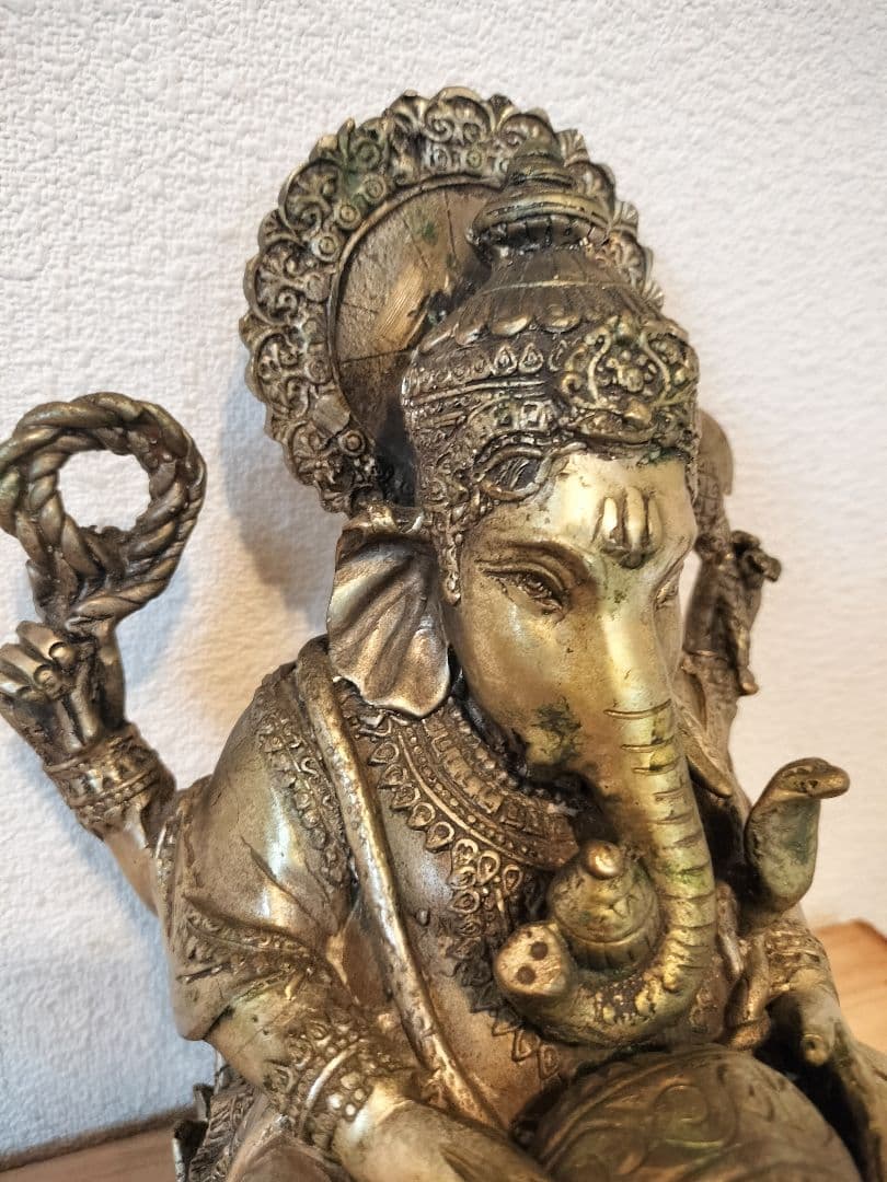 35年前に著名人から頂いた★大きめ真鍮ガネーシャ　商売繁盛　学問の神