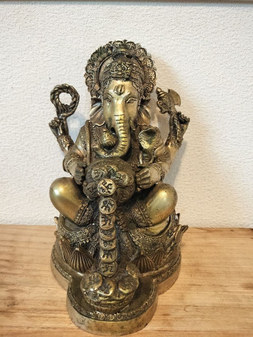 35年前に著名人から頂いた★大きめ真鍮ガネーシャ　商売繁盛　学問の神