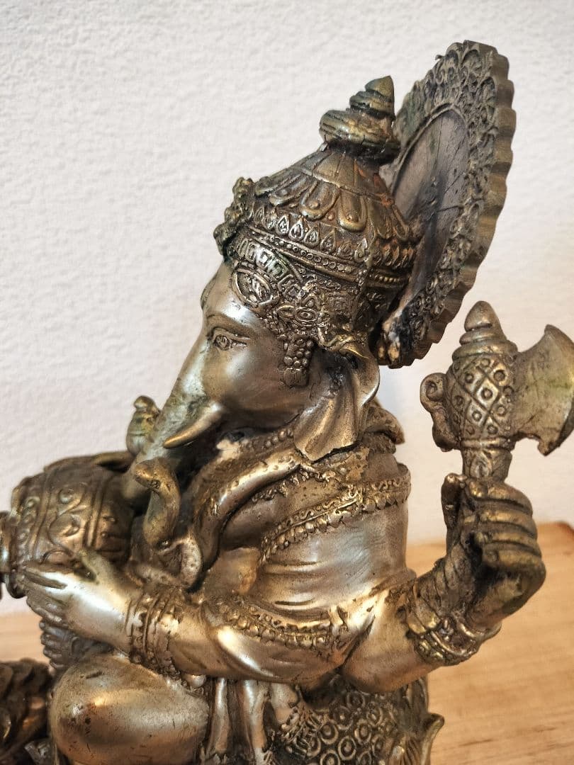 35年前に著名人から頂いた★大きめ真鍮ガネーシャ　商売繁盛　学問の神