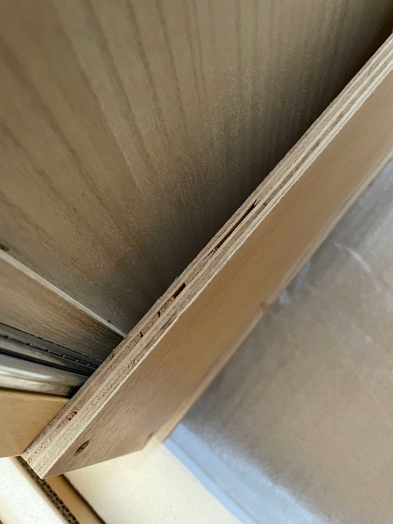 【売約済】天然木タモ突板デスク 幅150cm奥行45cm引出あり北欧風 長机