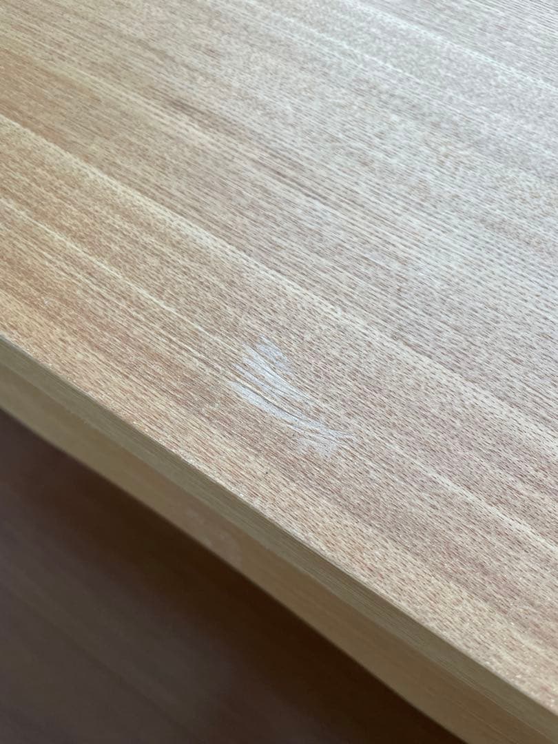 【売約済】天然木タモ突板デスク 幅150cm奥行45cm引出あり北欧風 長机