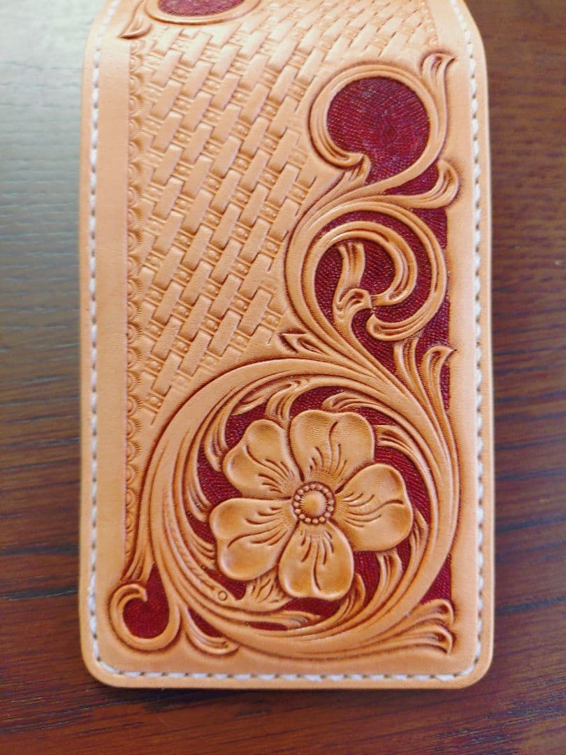 花柄レザー パスケース　カードケース