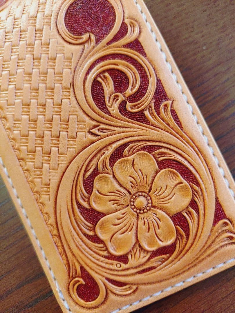 花柄レザー パスケース　カードケース