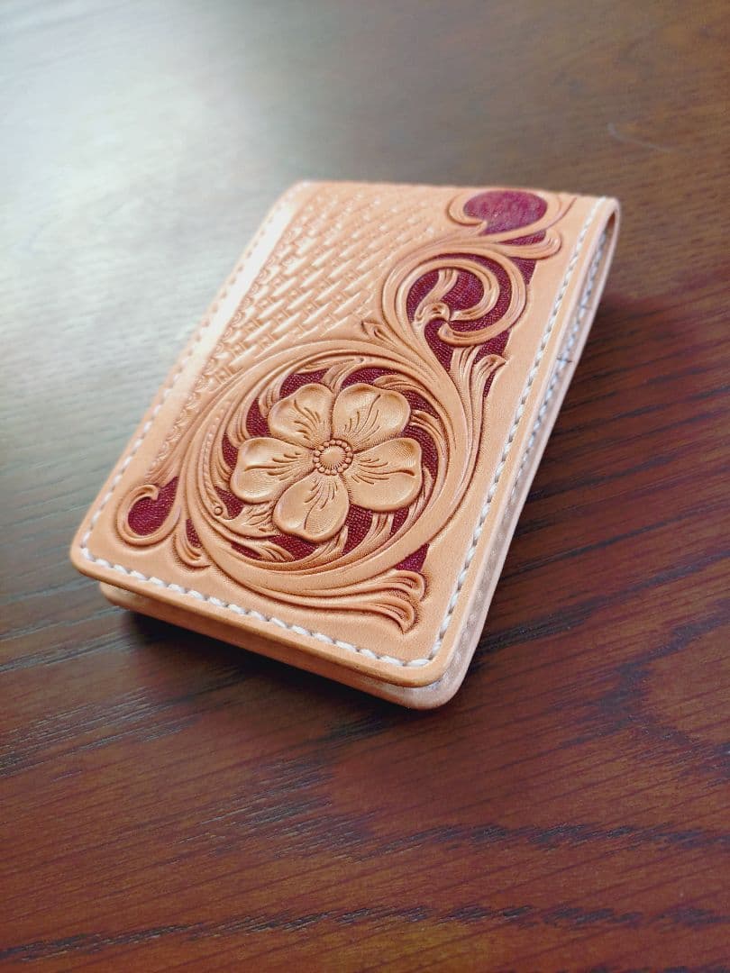 花柄レザー パスケース　カードケース