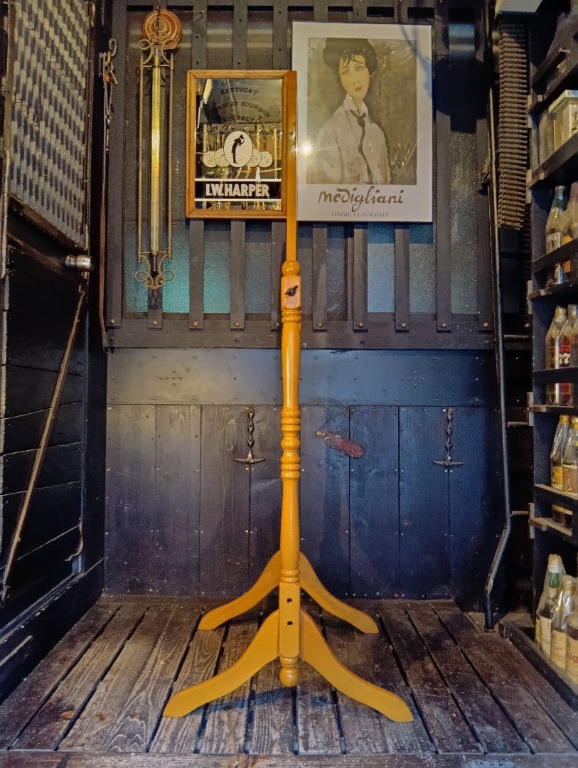 オーバル　コロニアル　スタンド　ミラー　ナチュラル　無垢材　姿見　全身鏡