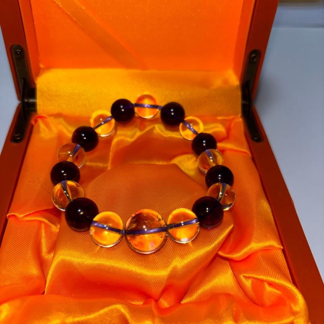 アメジストスーパーセブン×アメジスト×水晶　ブレスレット　16㎝