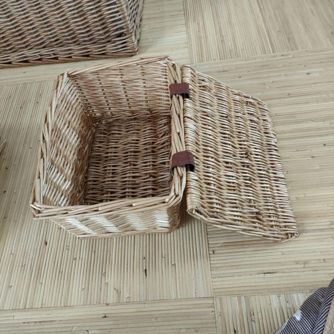天然素材 蓋付きバスケット 5個セット