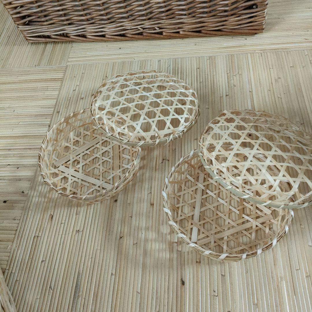 天然素材 蓋付きバスケット 5個セット