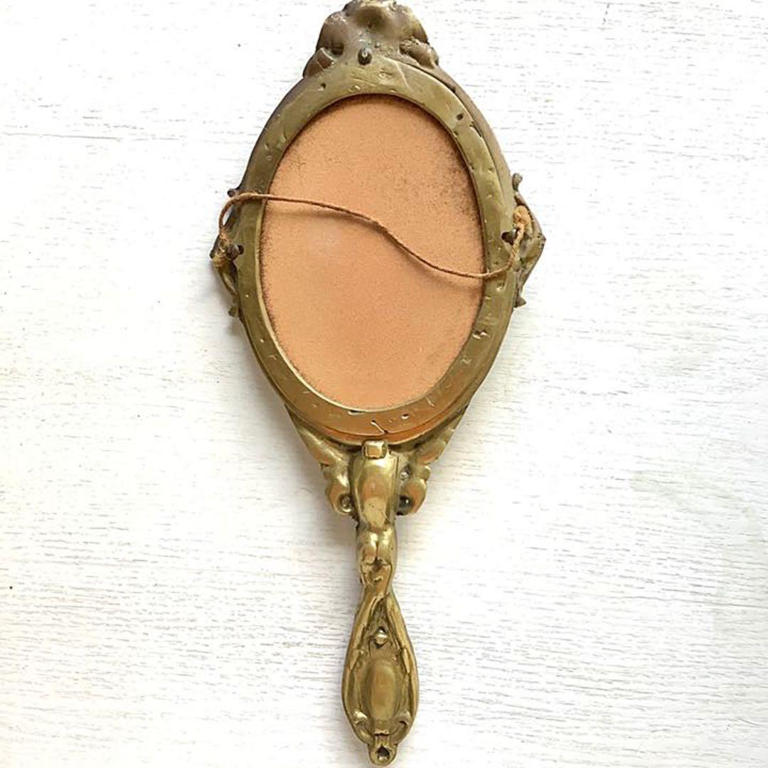 フランス アンティーク■天使 エンジェル 手鏡 ミラー 骨董品 ディスプレイ