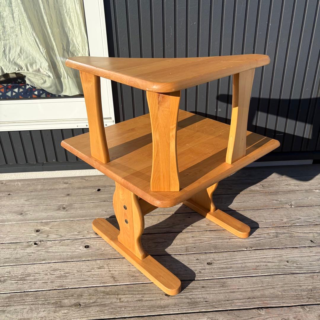 北欧レトロ 天然木製 コーナーラック 2段 サイドテーブル ナチュラル 収納棚