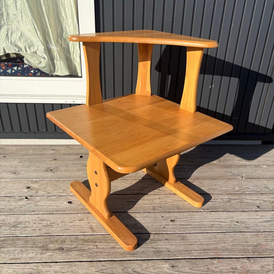 北欧レトロ 天然木製 コーナーラック 2段 サイドテーブル ナチュラル 収納棚