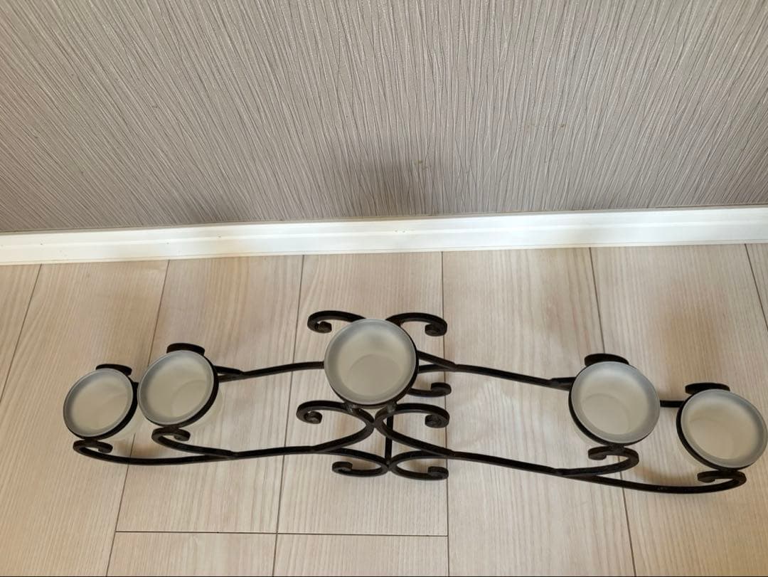 アイアン　ガラスカップ5個付　キャンドルホルダー　アイアンインテリア　クリスマス