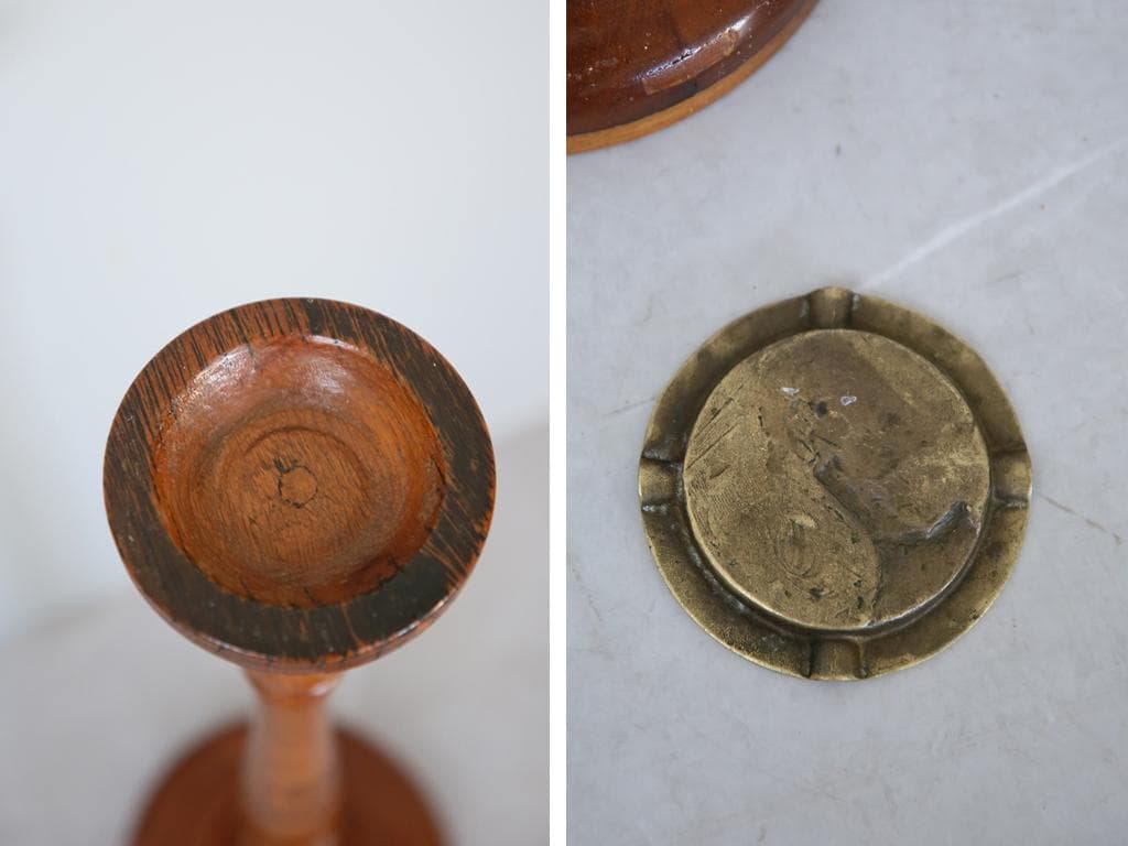 英国アンティーク木製スモーカーズスタンド/灰皿アシュトレイ/タバコ