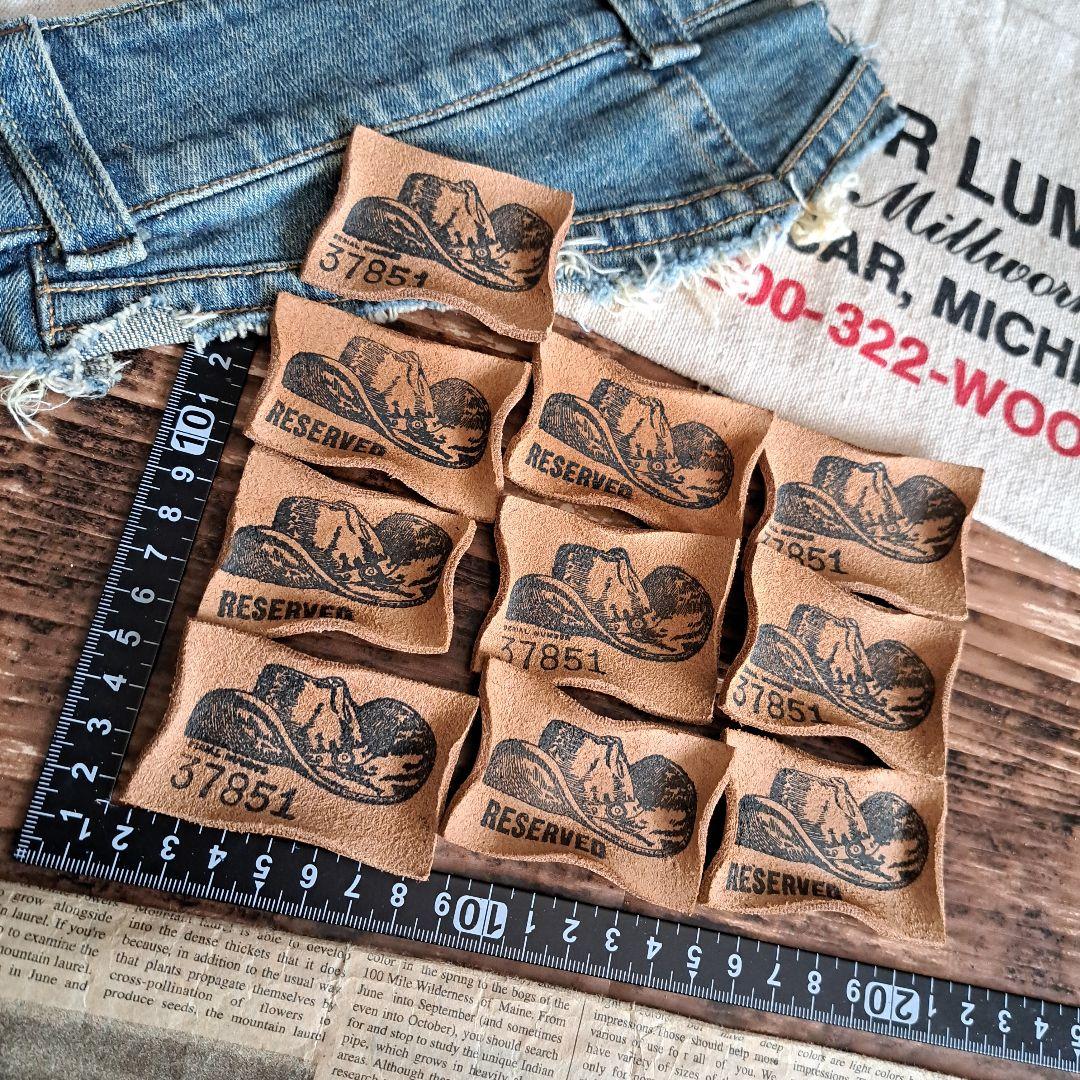 ★カウボーイハット革タグ10こB★