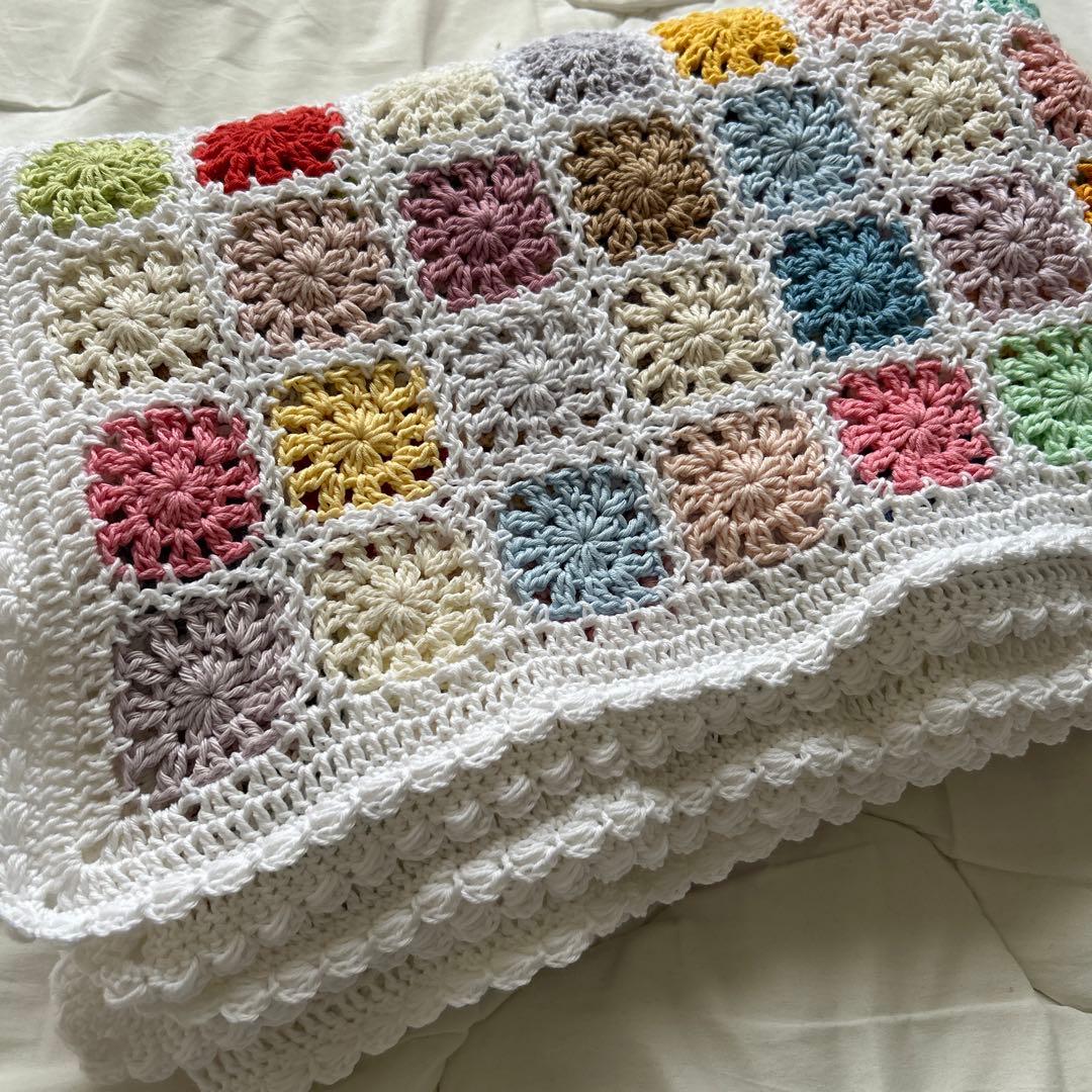 モチーフ編み 手編み マルチカバー ベッドカバー 大判サイズ - メルカリ