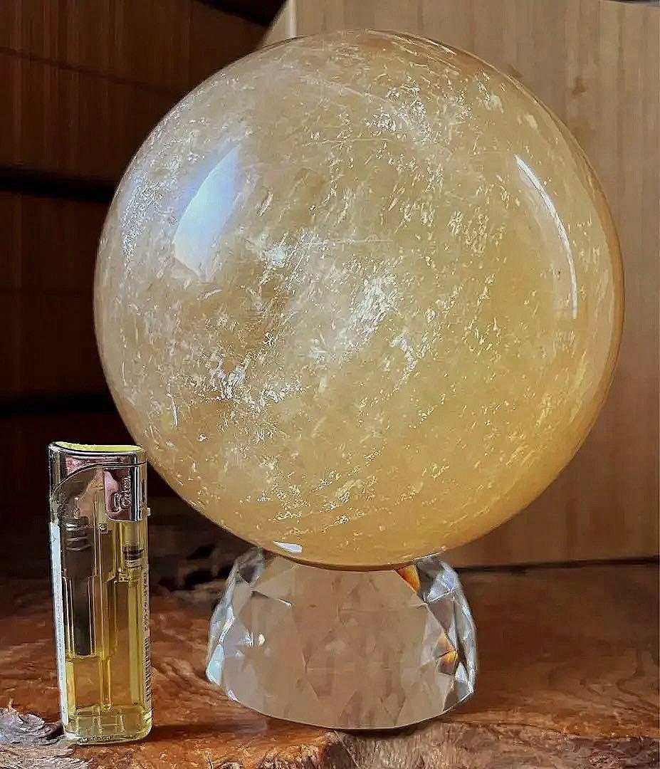 古水晶 特大 黄金如意大宝珠 5.4㎏ 共箱 台座 特別価格