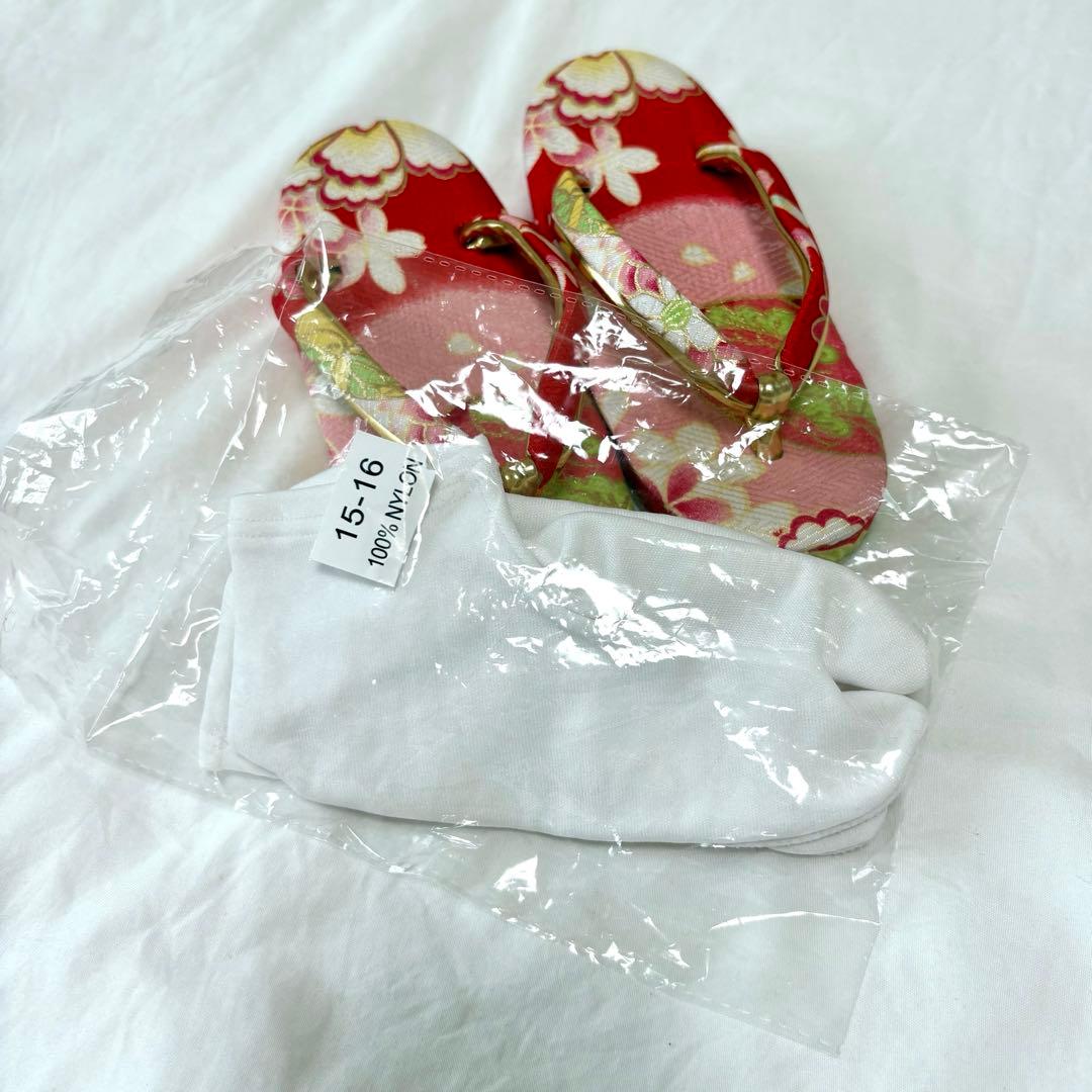 七五三 ３歳 女の子 着物セット 被布 フルセット 9点セット 赤 朱色 花柄