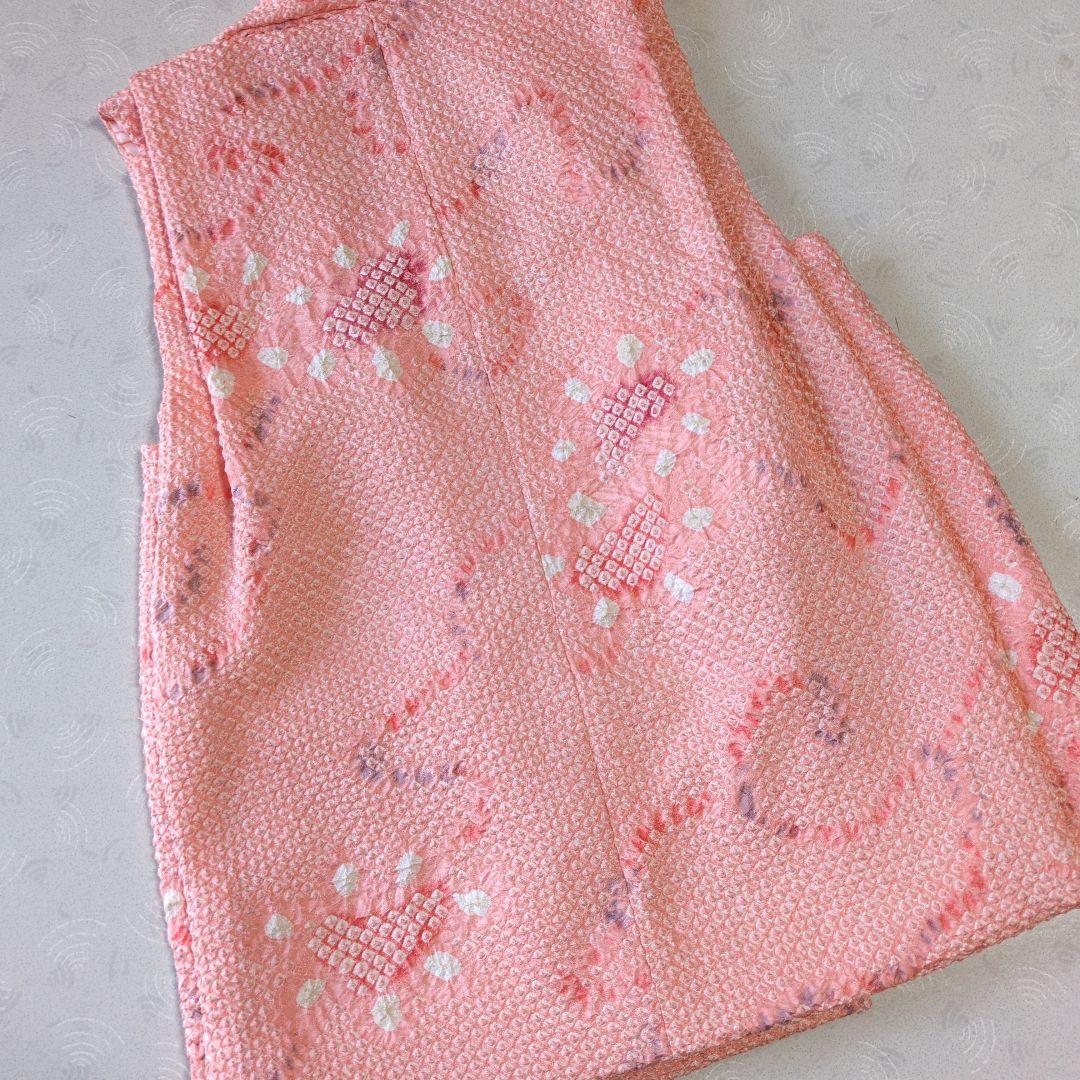 七五三３歳着物と正絹総絞りの被布(袖無し肌襦袢付き）パステルカラー