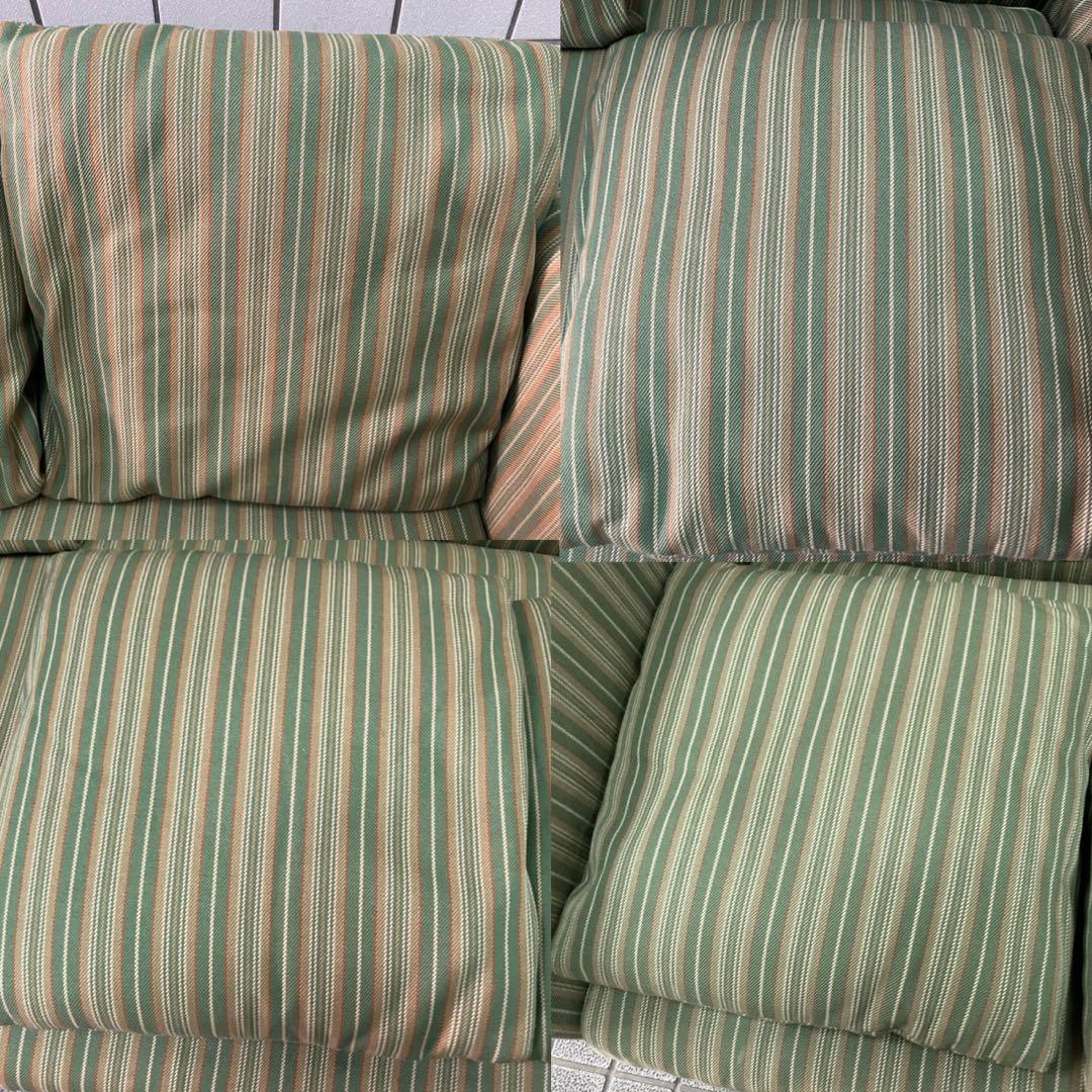 karimoku カリモク マルチカラーストライプ2人掛けソファ　グリーン　希少