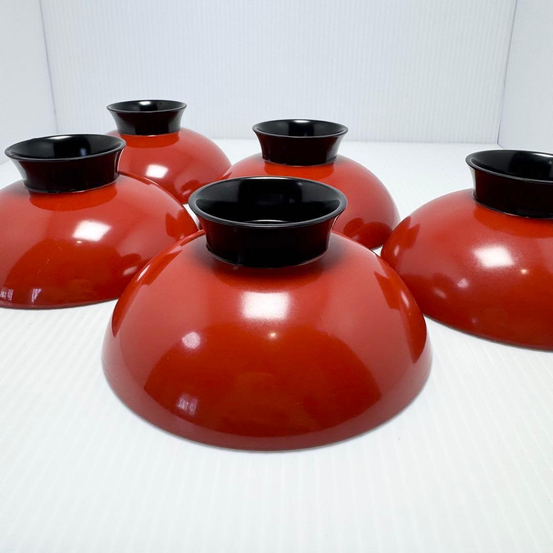 輪島塗 蓋付き椀 沈金 5客セット 漆器 伝統工芸 陶芸 漆器 赤