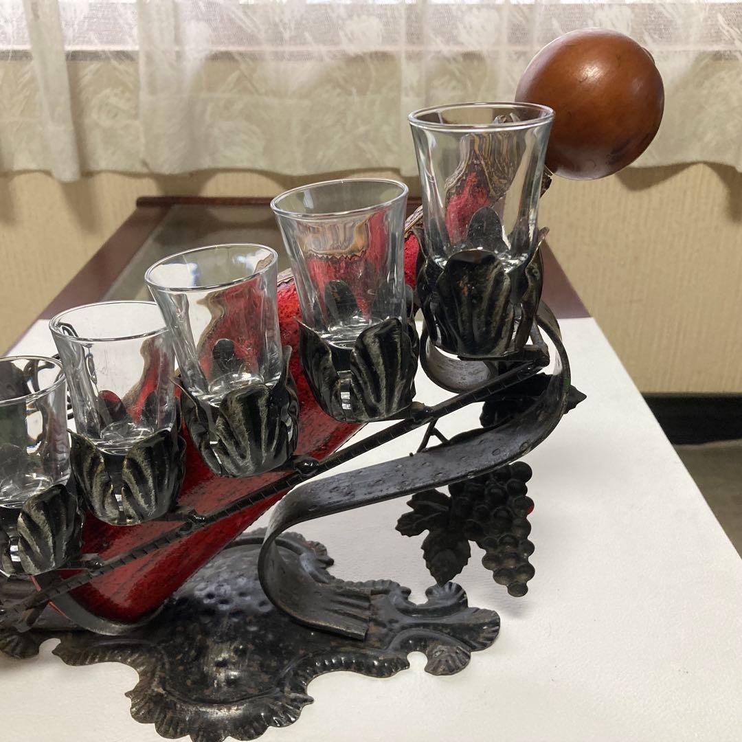 イタリア製 ワインホルダー スタンド ラック 葡萄柄 置物 オブジェ レトロ