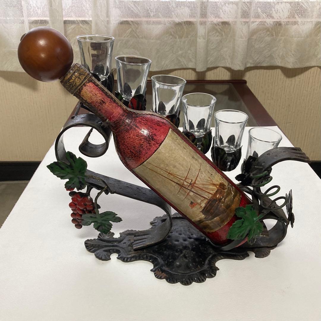 イタリア製 ワインホルダー スタンド ラック 葡萄柄 置物 オブジェ レトロ