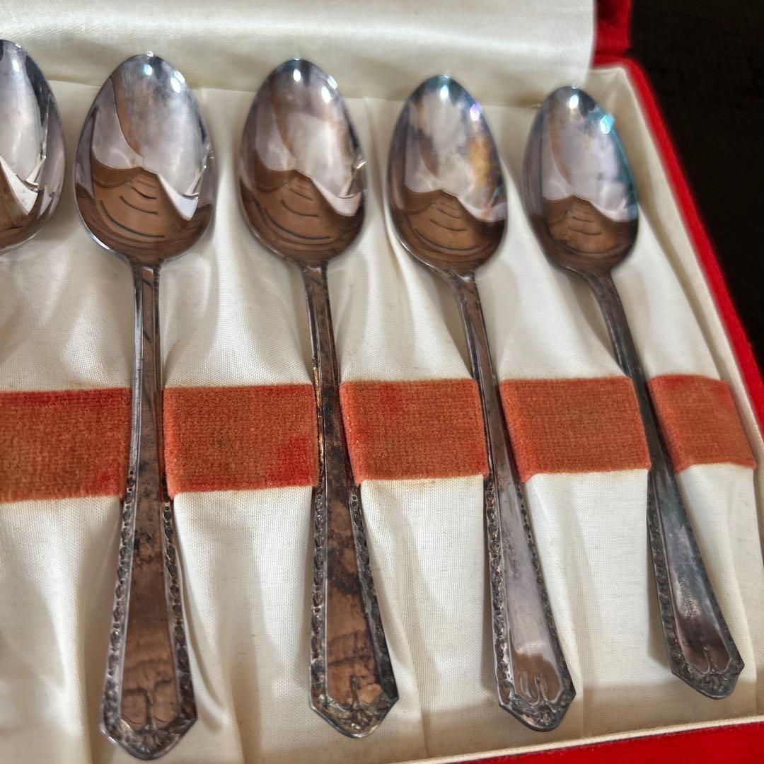 新品◆①尚美堂　純銀製スプーン 6本セット　昭和レトロ