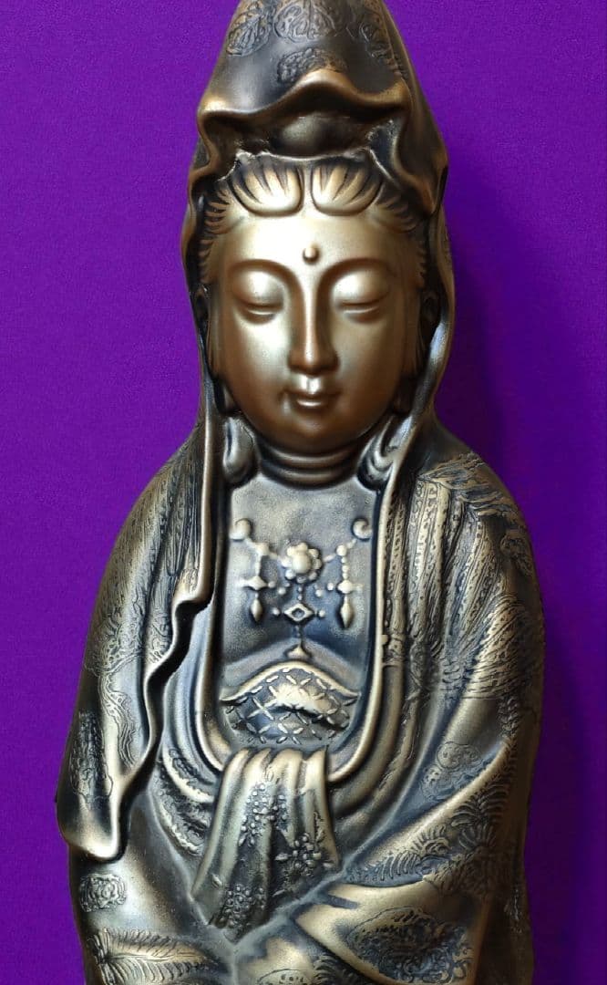 鶯玉作】観音菩薩 仏像 古美術 非鉄 金属工芸 彫刻 観音像