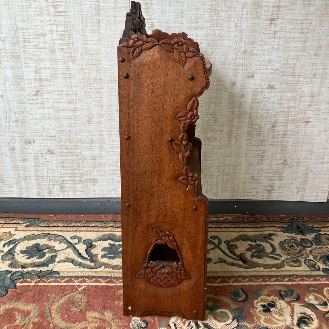 北欧レトロ ミッドセンチュリー 4段 木製彫刻オープンラック 飾り棚 古家具