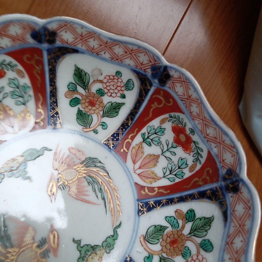 古伊万里　金彩鳳凰、花　２枚セット皿