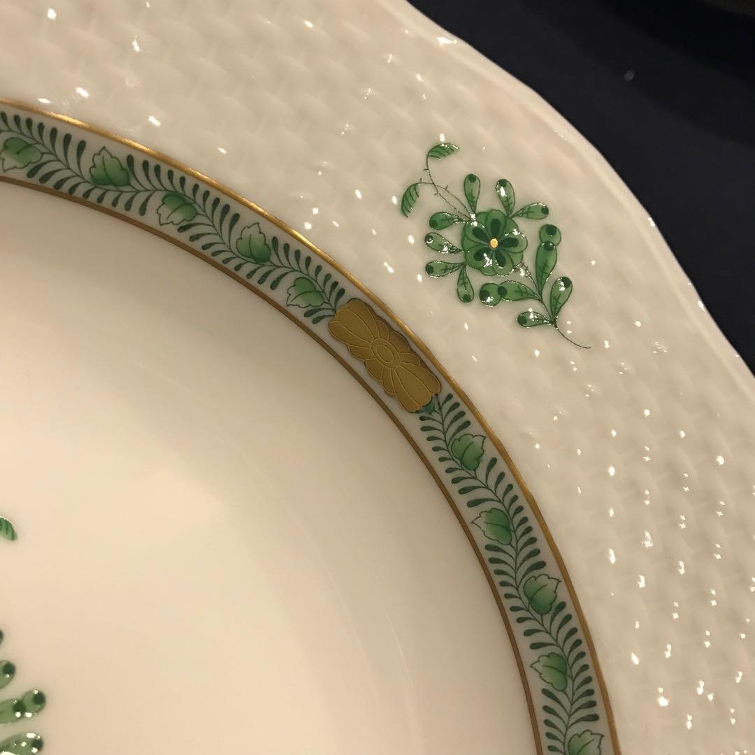 【未使用】ヘレンド アポニーグリーン スープ皿 2枚 ボックス 20.5cm