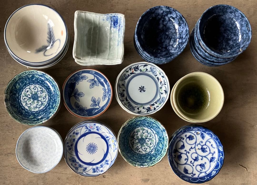 和食器 小鉢 小皿 38枚セット 美濃焼風 藍染 花柄 昭和レトロ まとめ売り