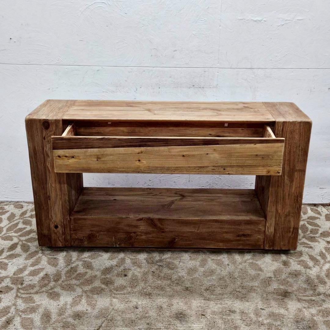 天然木 コンソール 140cm幅 WE-883 パイン古材 ラック アンティーク